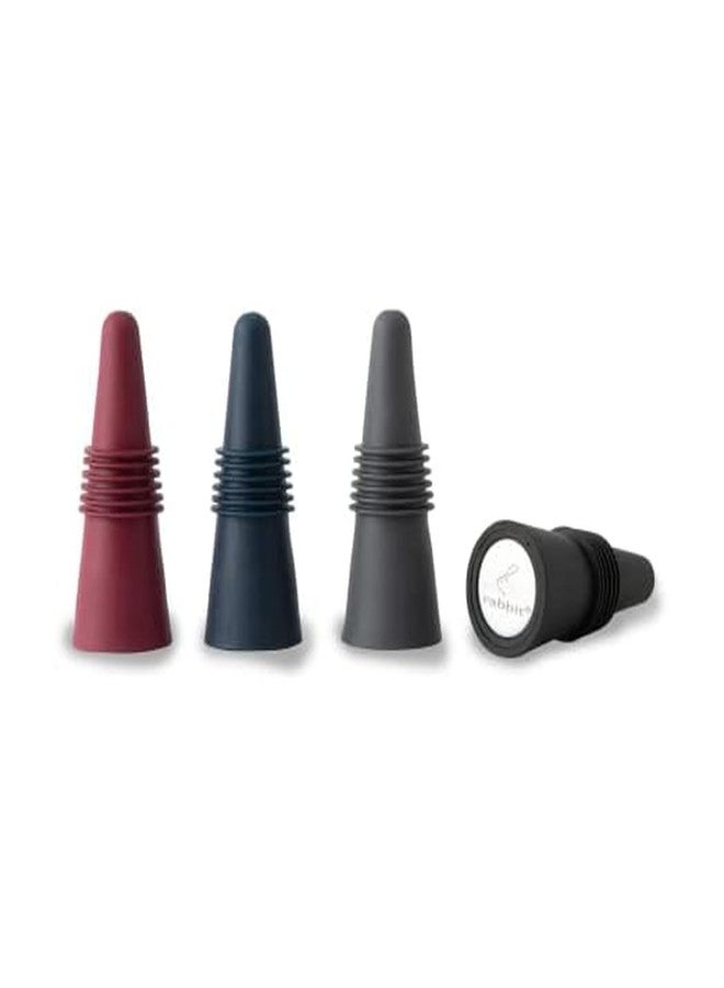 رابيت مجموعة سدادات زجاجات Rabbit W6121، 4 قطع، أغطية زجاجات نبيذ متعددة الألوان للحفاظ على النضارة، أنيقة ومتينة، مثالية للحفلات والهدايا - Image 1