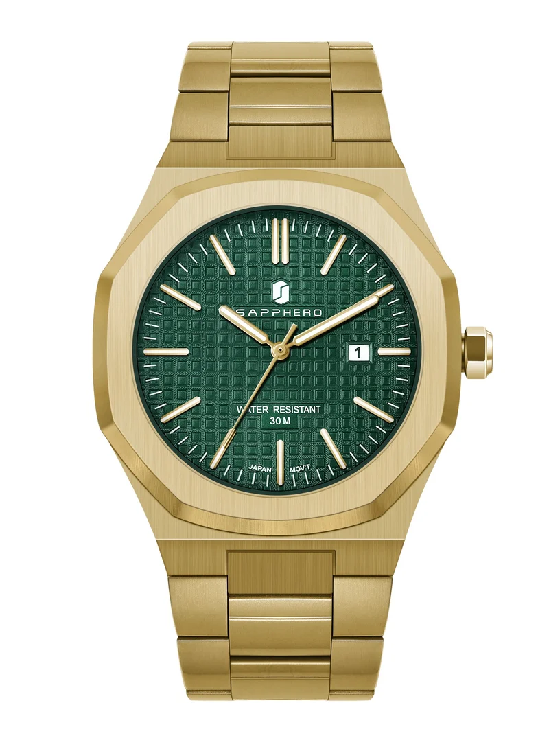 Sapphero SAPPHERO Men's Watch Octagonal Stainless Steel 30M Waterproof Luminous Wristwatch Luxury Analog Quartz Watch for Men with Date Elegant Mens SO2110P