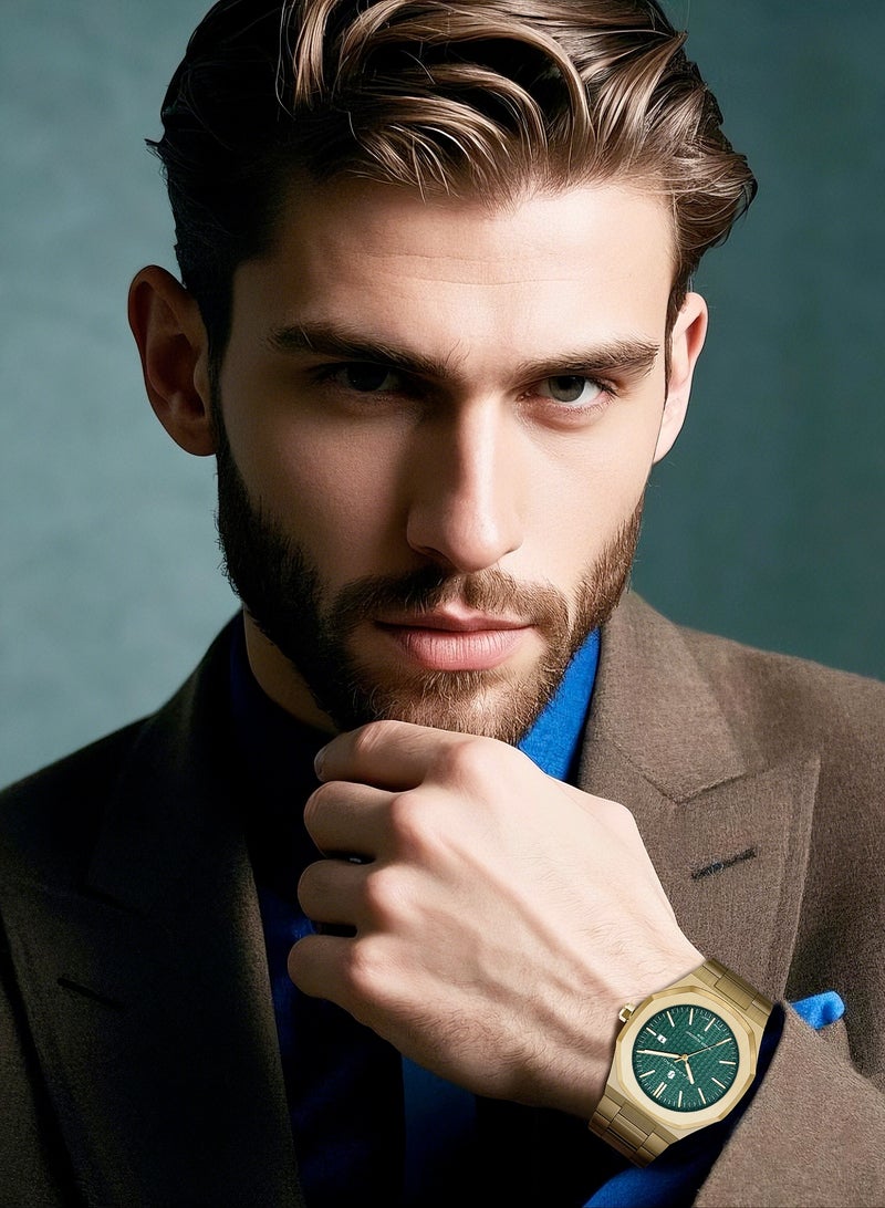 SAPPHERO Men's Watch Octagonal Stainless Steel 30M Waterproof Luminous Wristwatch Luxury Analog Quartz Watch for Men with Date Elegant Mens SO2110P - Image 4