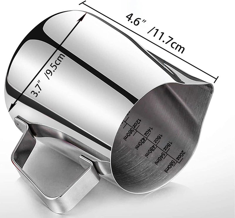 DEEMTON Milk Frothing Pitcher, Stainless Steel Latte Art Creamer Cup The Best Milk Frother Steamer Cup Stainless Steel Coffee Milk Frothing Cup,Coffee Steaming Pitcher 20oz/500ml (20 oz) - Image 4