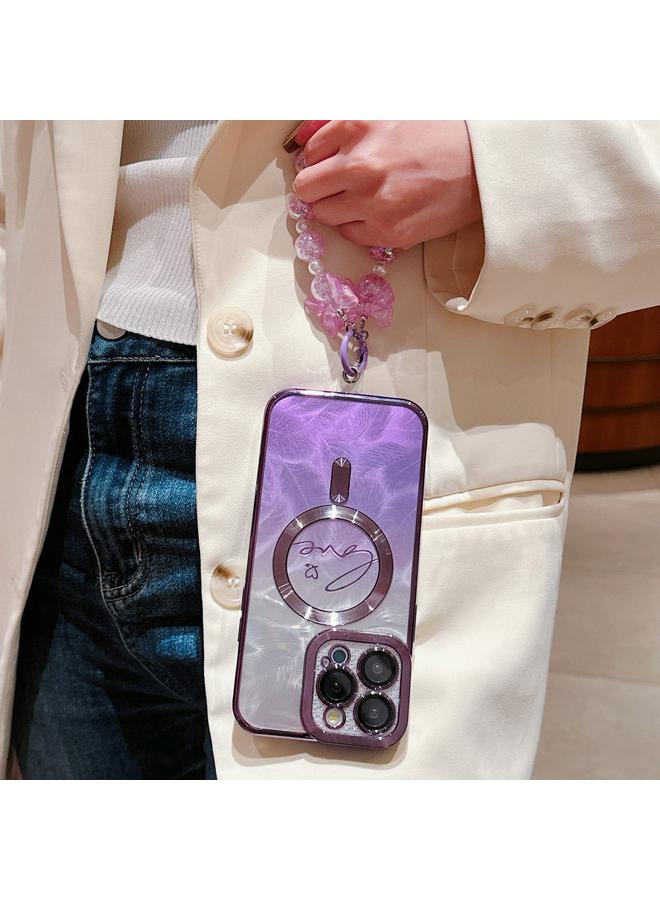 Zaboon Case For iPhone 12 Dual-Love Feather Gradient Glitter Bracelets Magsafe TPU Phone Case - Image 2