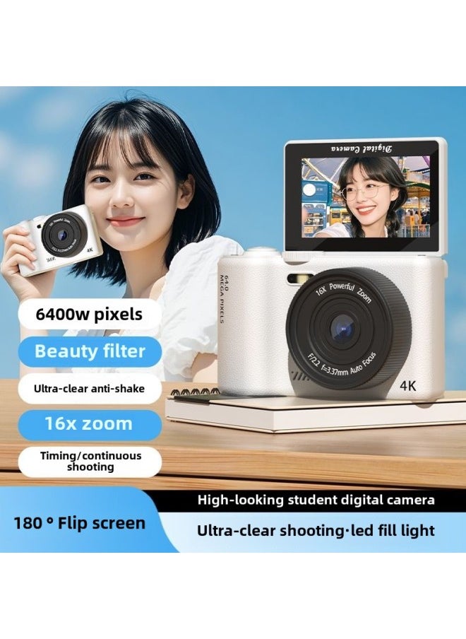 Generic - Micro Single 6400W Ultra High Definition Digital Camera 3.0 Inch Self-timer Flip Screen Student Campus Travel-Body Color:Micro-single White 8g Memory Card + Accessories - Image 1