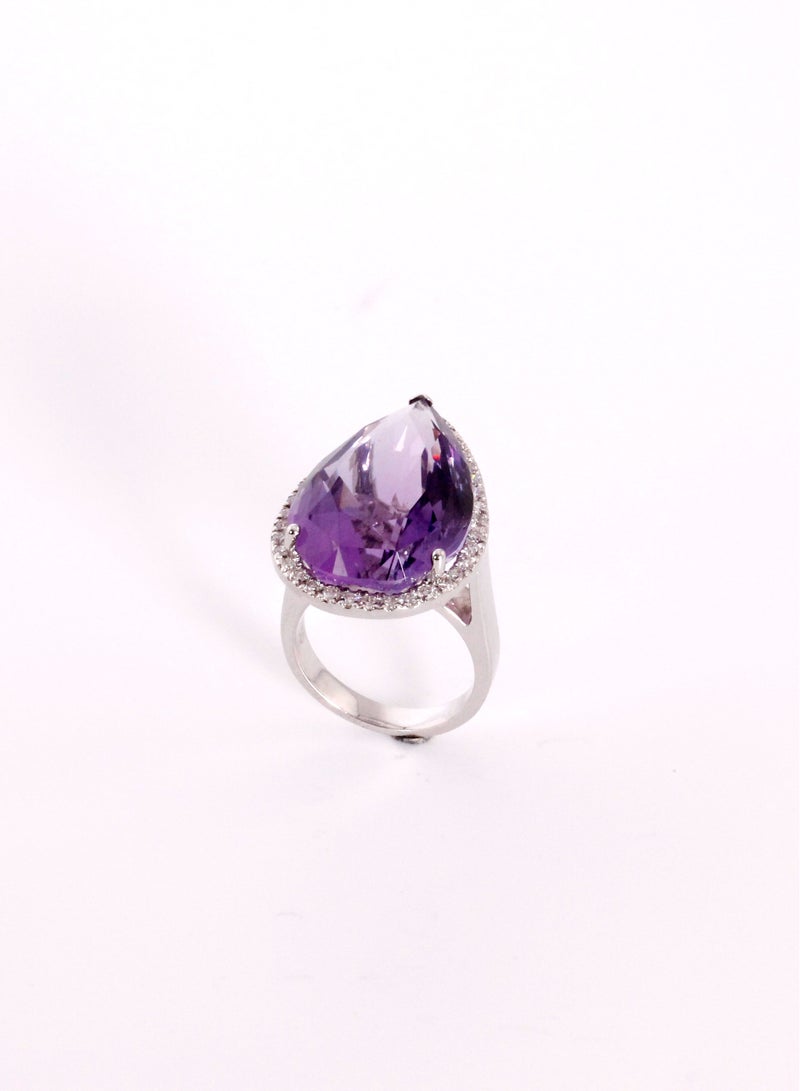 MIKURA Ring, G/H Color, VS/SI Clarity, 18KW Amethyst  - Image 1