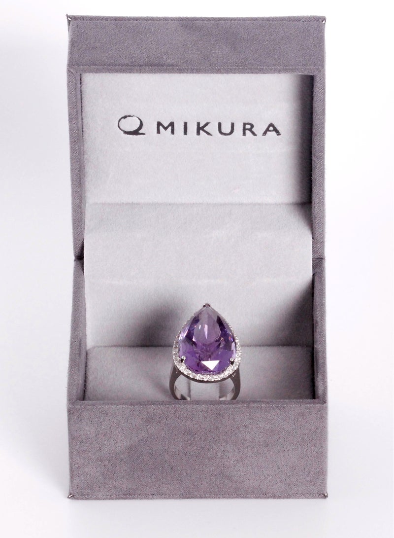 MIKURA Ring, G/H Color, VS/SI Clarity, 18KW Amethyst  - Image 2