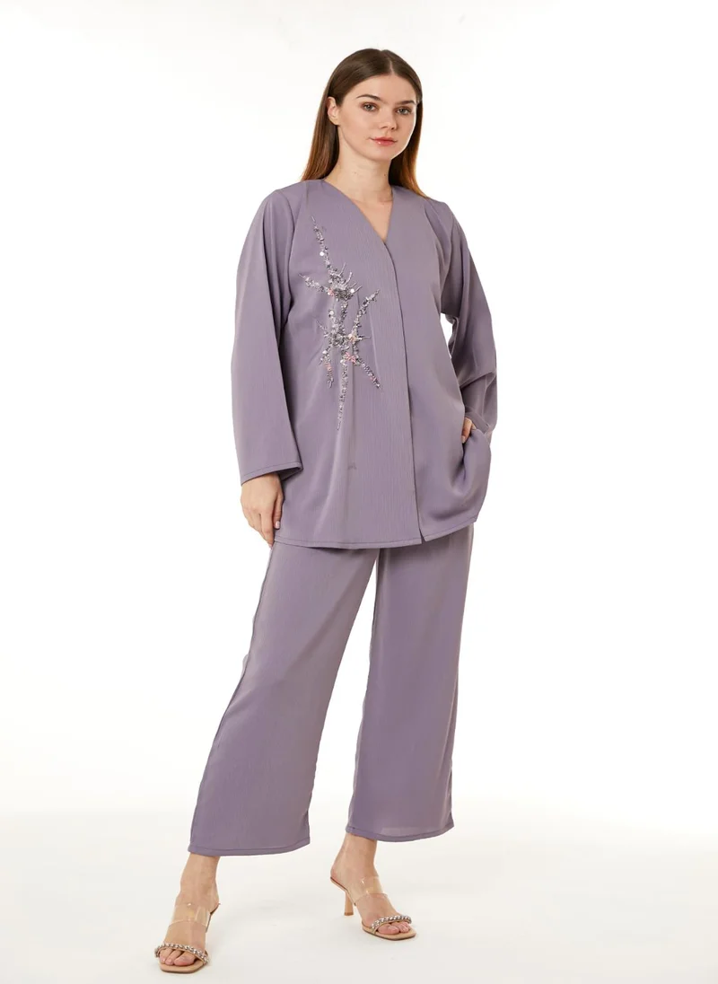 مويستريت Purple Zoom Top and Pants Set