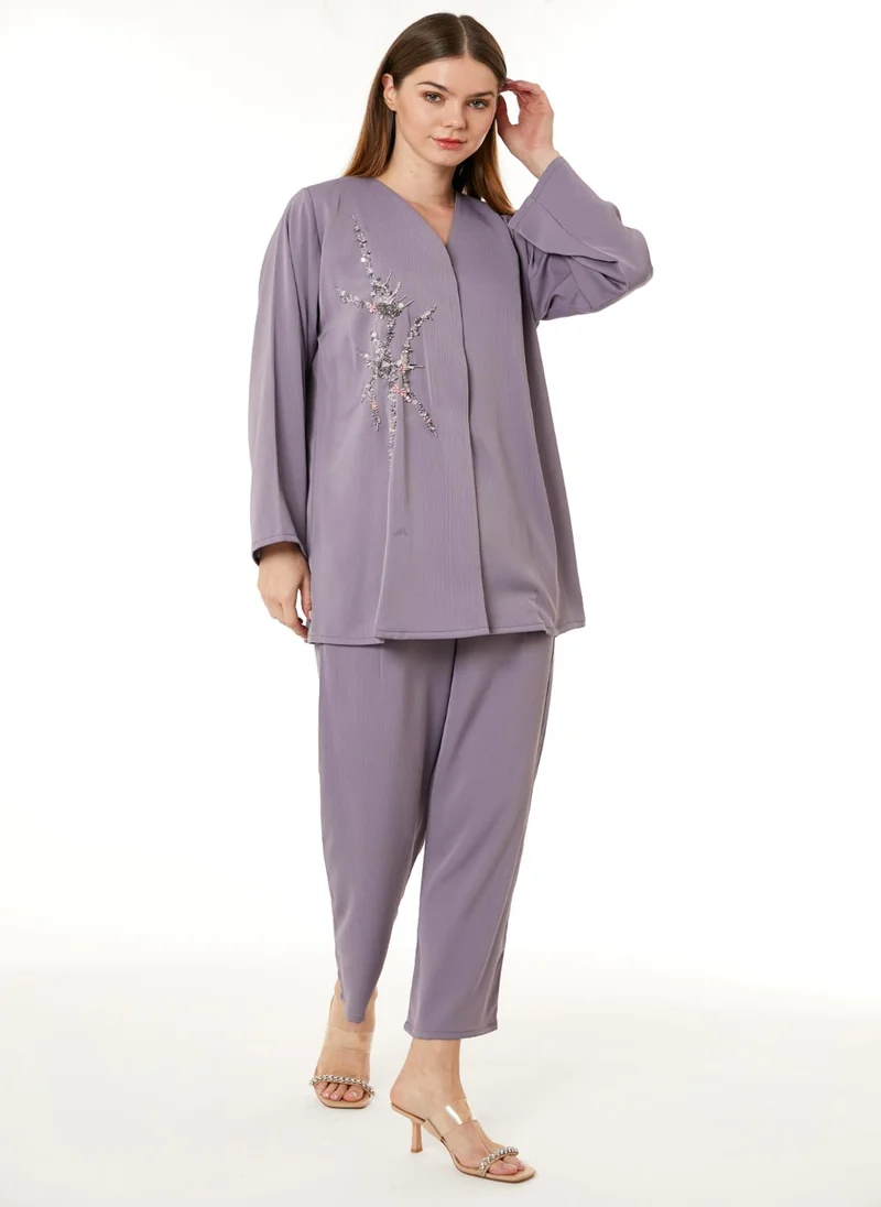 Moistreet Purple Zoom Top and Pants Set