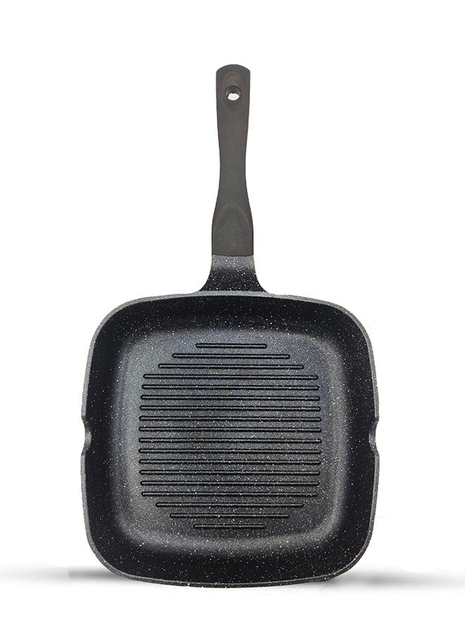 RK ROYAL KITCHEN Cresta Grill Pan 24 cm – Non Stick Diecast Marble Coated, Black, Stylish and Durable, Ergonomic Stay-Cool Handle, Side Pouring Holes, Perfect for Grilling Steaks, Vegetables, and Panini with Even Heat Distribution  - Image 1