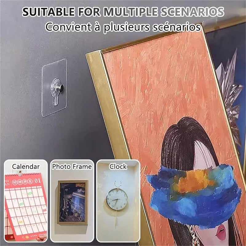 خطافات حائط سميكة قوية لاصقة 20 قطعة بدون ثقوب للإطار والملصق والصورة والساعة - Image 5