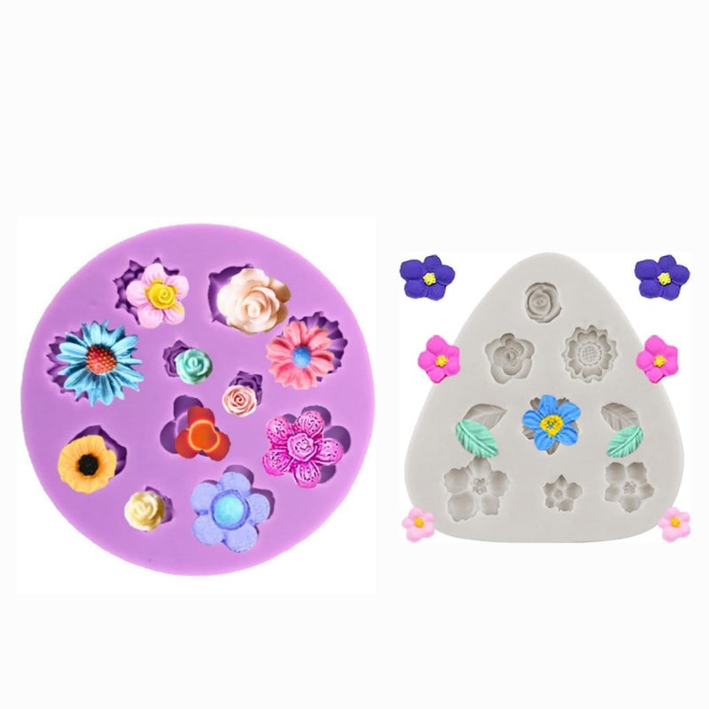 Husaini Mart HUSAINI MART 9 11 Cavity Daisy Sunflower Flower Silicone Fondant Mold for Chocolate Candy Cake Decoration Cupcake Topper Jelly Dessert Sugarcraft Clay Candle Wax DIY Soap Mini Resin Craft Jewelry Mold 