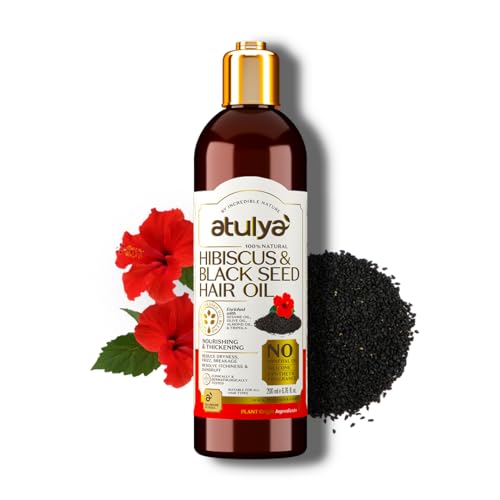 Atulya Hibiscus & Black Seed Hair Oil - Mineral Oil-Free, Silicone-Free, Fragrance-Free | nourish hair, hair growth, strengthen hair roots, frizz free hair - 200 ml - Image 1