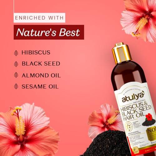 Atulya Hibiscus & Black Seed Hair Oil - Mineral Oil-Free, Silicone-Free, Fragrance-Free | nourish hair, hair growth, strengthen hair roots, frizz free hair - 200 ml - Image 5