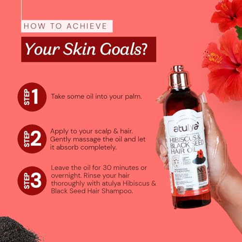 Atulya Hibiscus & Black Seed Hair Oil - Mineral Oil-Free, Silicone-Free, Fragrance-Free | nourish hair, hair growth, strengthen hair roots, frizz free hair - 200 ml - Image 3