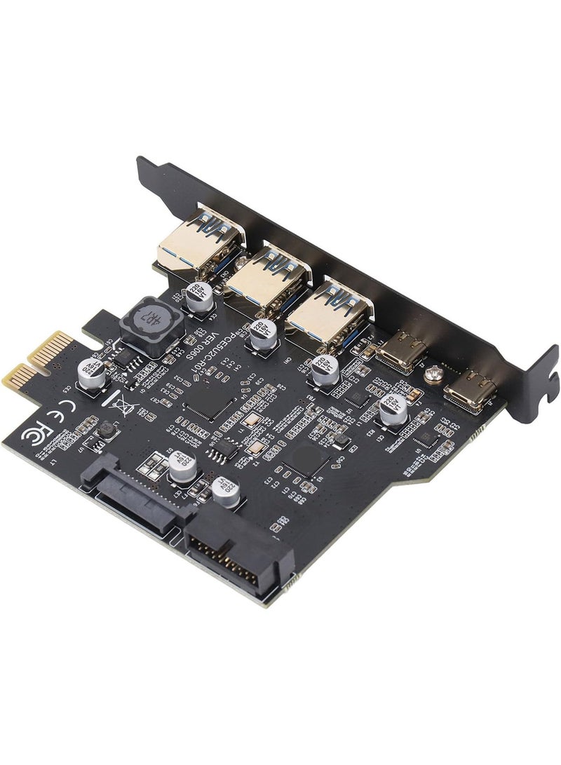 PCIe to USB 3.2 Gen 2 Expansion Card, 5-Port Adapter with 3 USB-A & 2 USB-C Ports, Up to 20Gbps High-Speed Data Transfer for Desktop PC - Image 1