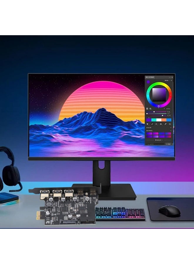 PCIe to USB 3.2 Gen 2 Expansion Card, 5-Port Adapter with 3 USB-A & 2 USB-C Ports, Up to 20Gbps High-Speed Data Transfer for Desktop PC - Image 4