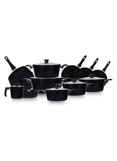 Top Chef Top Chef Granite 17 pieces set(pot18-20-22-24-28-fryingpan20-22-24-tray26-Milkpot16-Grill28) Black  - Image 1