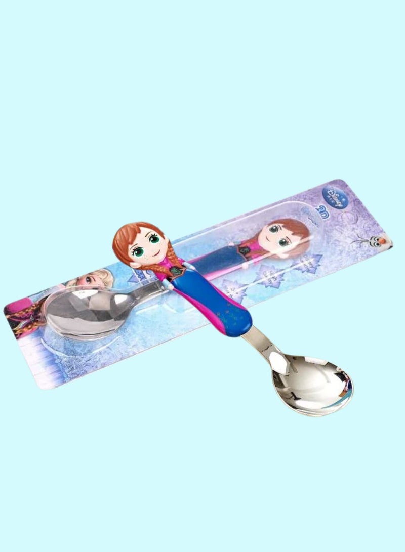 ديزني ملعقة أطفال ستانلس ستيل مع شخصية كرتونية متنوعة (آنا) - Image 1