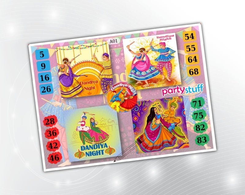 PartyStuff Tambola Housie - Dandiya Night kukuba (24 Piece) - Image 1