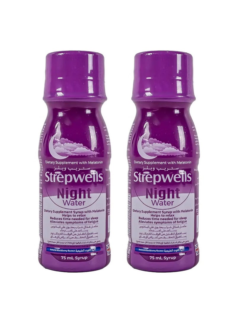 StrepWells Night Water Melatonin Syrup 75 ml - Pack of 2