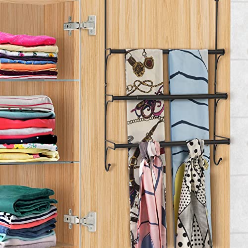Auledio Adjustable Over The Door Triple Towel Rack with Hooks,Black - Image 4