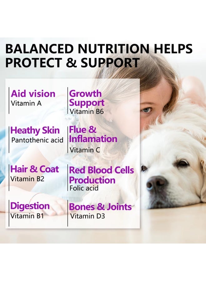 Oimmal 60 Pcs 132g 15in1 Multivitamin Supplements Treats for Dogs  with Glucosamine & Probiotics，Natural Daily Vitamins Chews for Dogs,Pet Health Support-Skin-Immunity-Gut Digestion-Joint-Heart,Duck Flavor Dog Chews - Image 4