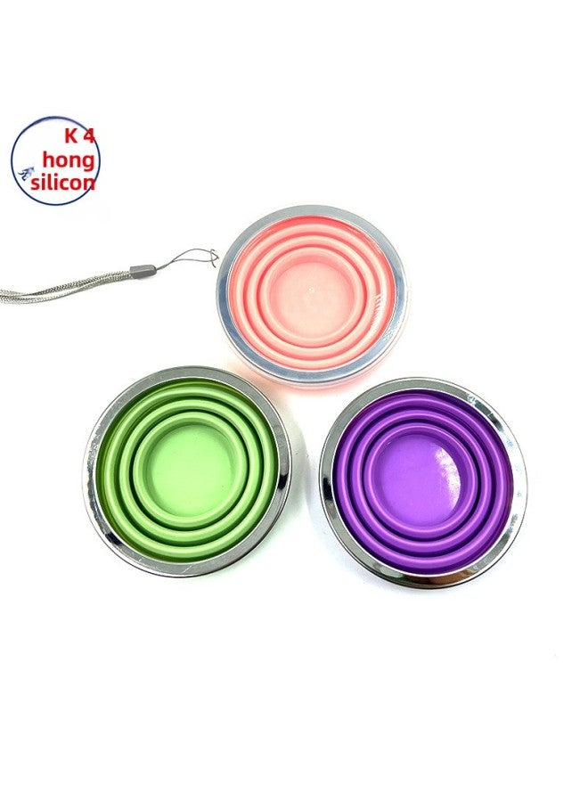 Travel Folding Silicone Cup Portable Mini Outdoor Mountaineering Multifunctional Retractable Cup With Lid Wholesale-Color:Sakura Powder-Capacity:230ml  - Image 4
