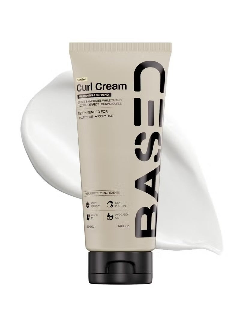 BASED BODYWORKS All-Natural Curl Crem: Defines Curls Controls Frizz Medium Fixing All Day Hydrates and Nourishes with Agave Silk Protein and Castor Oil - Image 1
