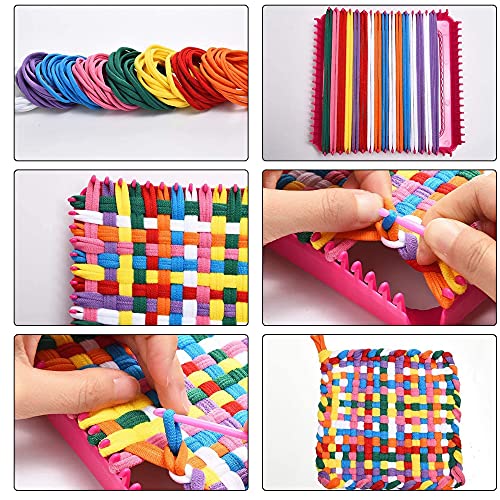 Allazone Loom Potholder Loops Weaving Craft Loom Loops, Weaving Loom Kit, Potholder Loops with Crochet Hook for DIY Crafts Supplies (298PCS) - Image 3