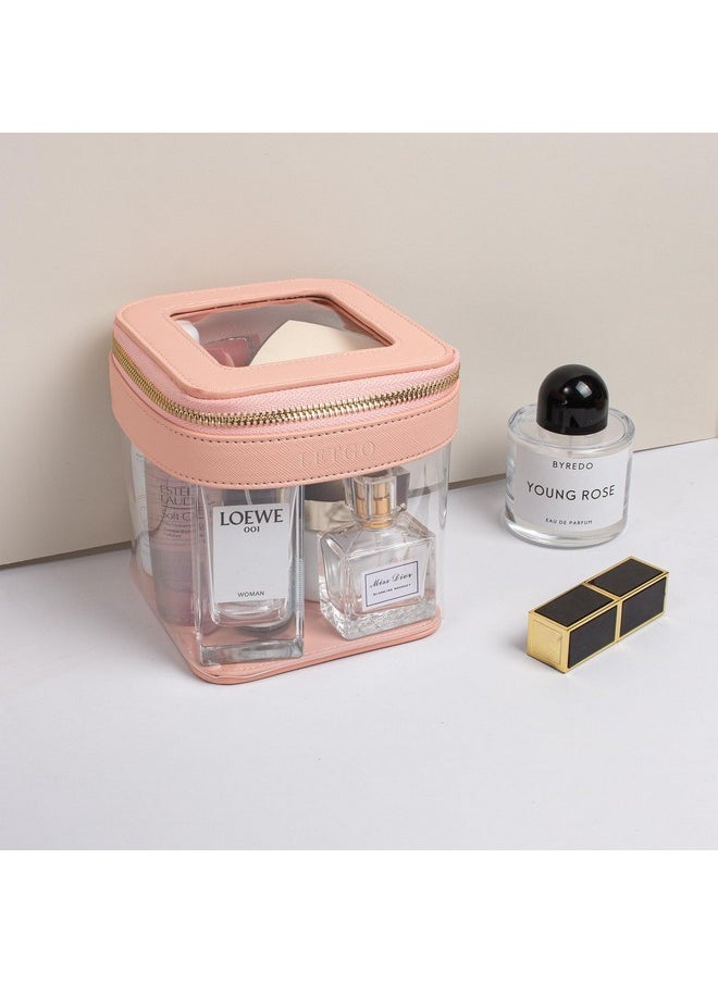LETGO Clear Makeup Bag | Mini Makeup Bag | Small Makeup Bag/Small Cosmetic Bag For Purse | Cute Leather Makeup Pouch | Purse Organizer | Car Travel Purse Essentials For Women (Pink)  - Image 3