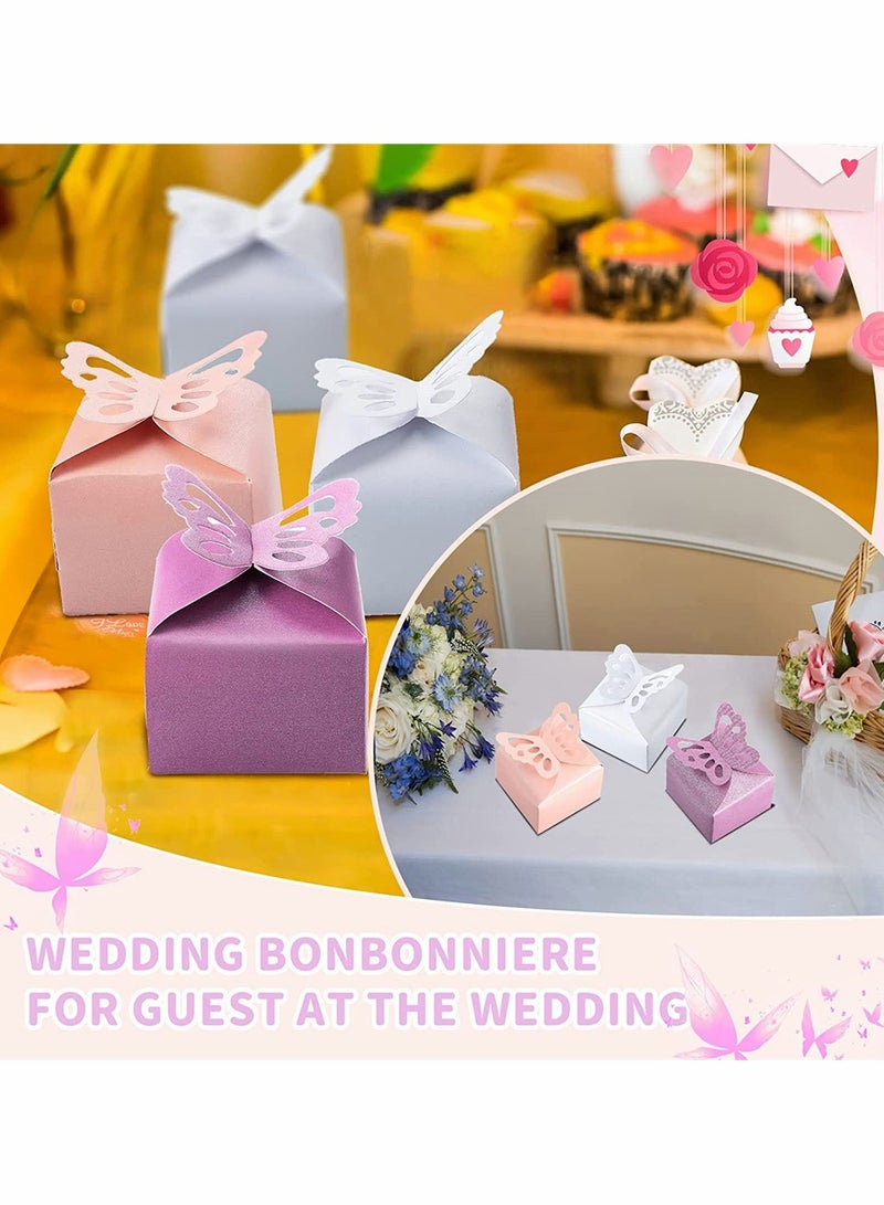 60 قطعة فراشة هدية مربع ، مربع حلوى الفراشة تزيين حفل زفاف عيد ميلاد الفراشة الصغيرة هدية مربع حفلة الخطوبة ، حفلة عيد ميلاد - Image 2