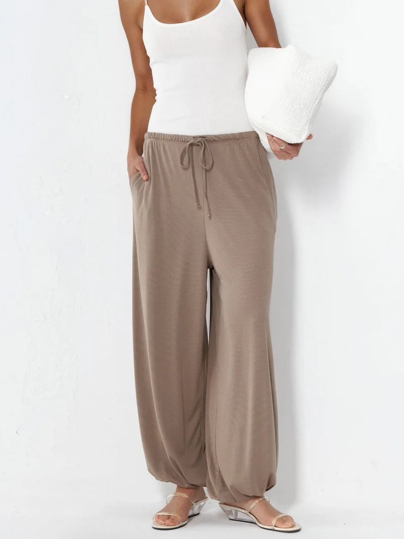 بوسيم BUSEM Women's Long Elastic Waist Jogger Pants