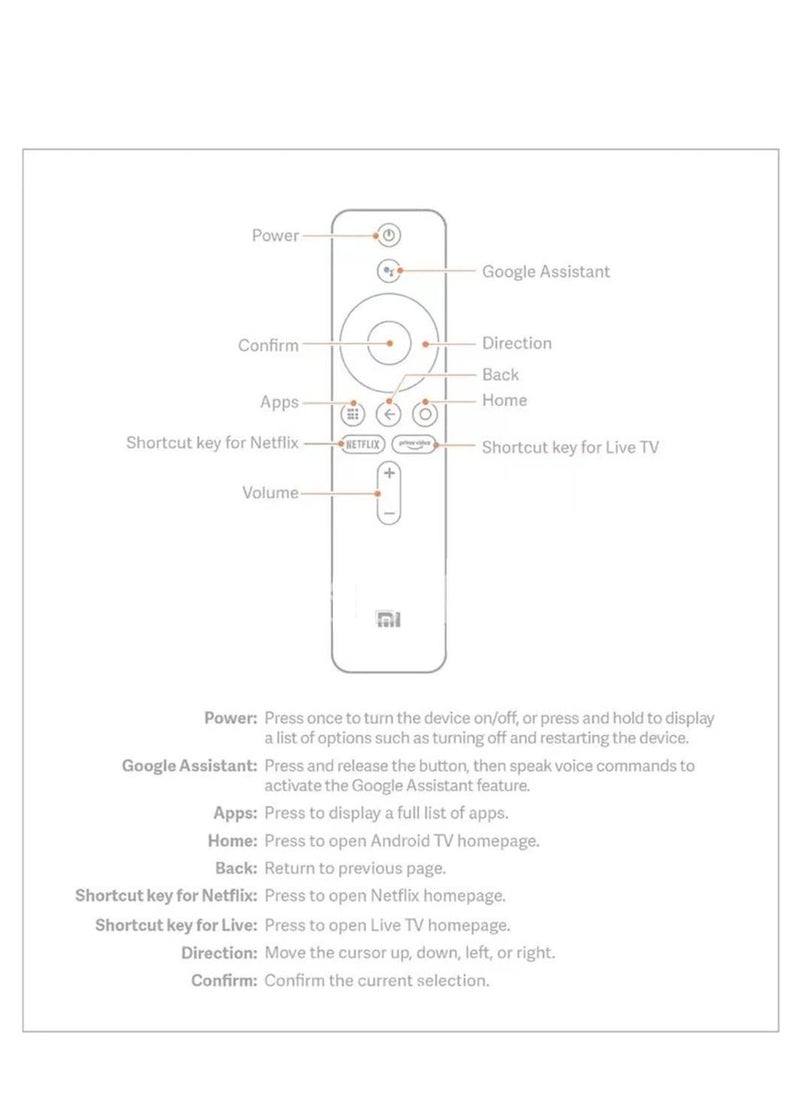 جهاز التحكم عن بعد LinJie لجهاز Xiaomi Mi TV Stick/MI Box 4S 4K، جهاز التحكم عن بعد البديل لجهاز Xiaomi Mi TV Stick مع بلوتوث والتحكم الصوتي