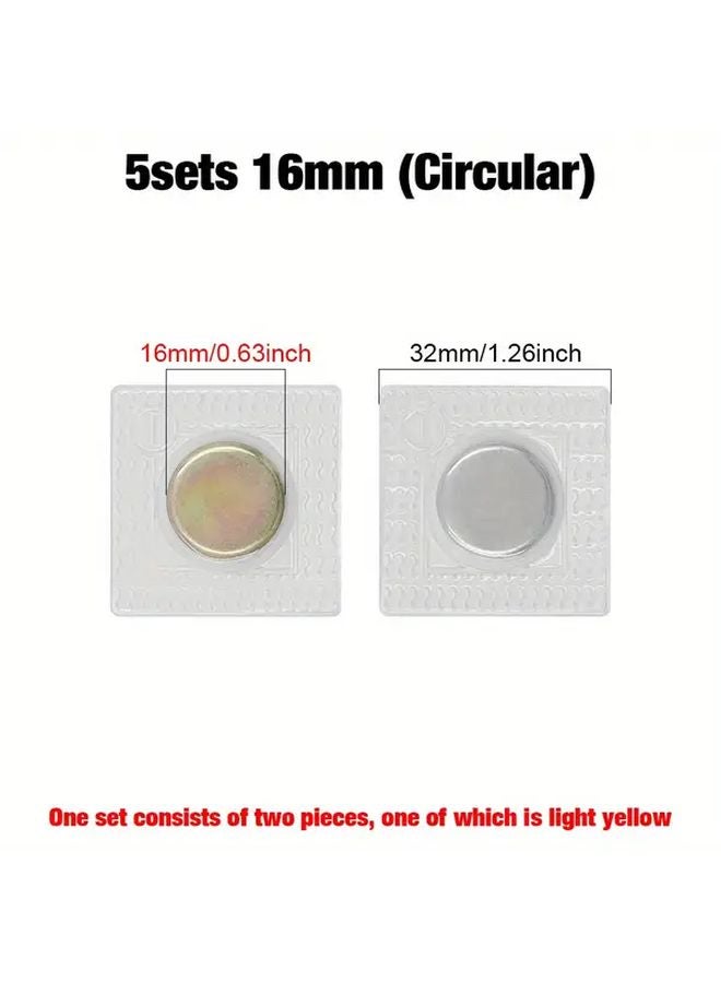 5 حزمة من 16 ملم مشابك مغناطيسية غير مرئية من PVC مستديرة ومربعة مقاومة للماء مثبتات الملابس والحقائب - Image 1
