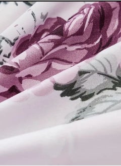 LUNA Home King size 6 piece bedding set, white bed linen with purple floral pattern.  - Image 3