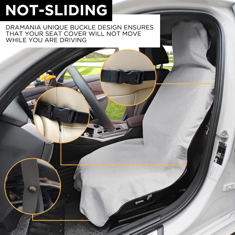 DREAMANIA Waterproof Seat Cover Towel Premium Sweat Carseat Protector Perfect for Universal AntiSlip Car Truck SUV Seat Great for Surfing Yoga Gym Workout Gray - Image 4