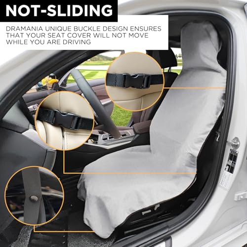 DREAMANIA Waterproof Seat Cover Towel Premium Sweat Carseat Protector Perfect for Universal AntiSlip Car Truck SUV Seat Great for Surfing Yoga Gym Workout Gray - Image 3