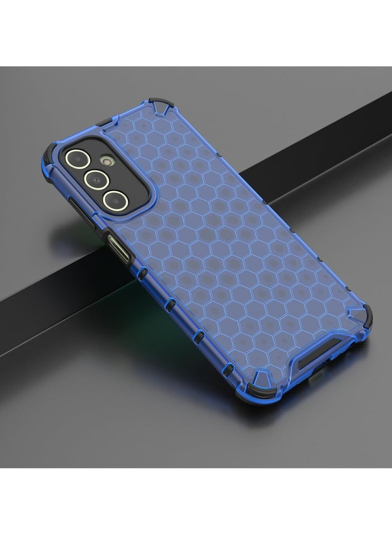 جراب حماية بتصميم خلية النحل، مقاوم للصدمات مع حماية للكاميرا متوافق مع  Samsung Galaxy A15  (ازرق) - Image 3