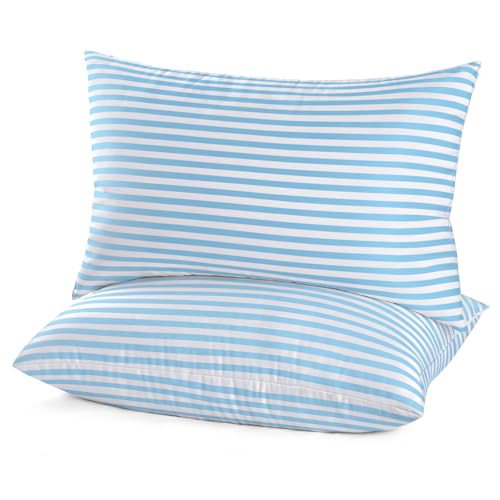 EIUE Bed Pillows for Sleeping 2 Pack Queen Size，Super Soft Down Alternative Microfiber Filled Pillows,Pillows for Side and Back Sleepers,20 x 30 Inches,Blue - Image 1