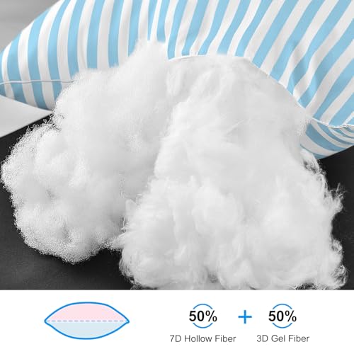 EIUE Bed Pillows for Sleeping 2 Pack Queen Size，Super Soft Down Alternative Microfiber Filled Pillows,Pillows for Side and Back Sleepers,20 x 30 Inches,Blue - Image 2