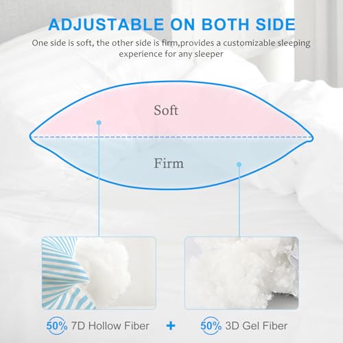 EIUE Bed Pillows for Sleeping 2 Pack Queen Size，Super Soft Down Alternative Microfiber Filled Pillows,Pillows for Side and Back Sleepers,20 x 30 Inches,Blue - Image 3