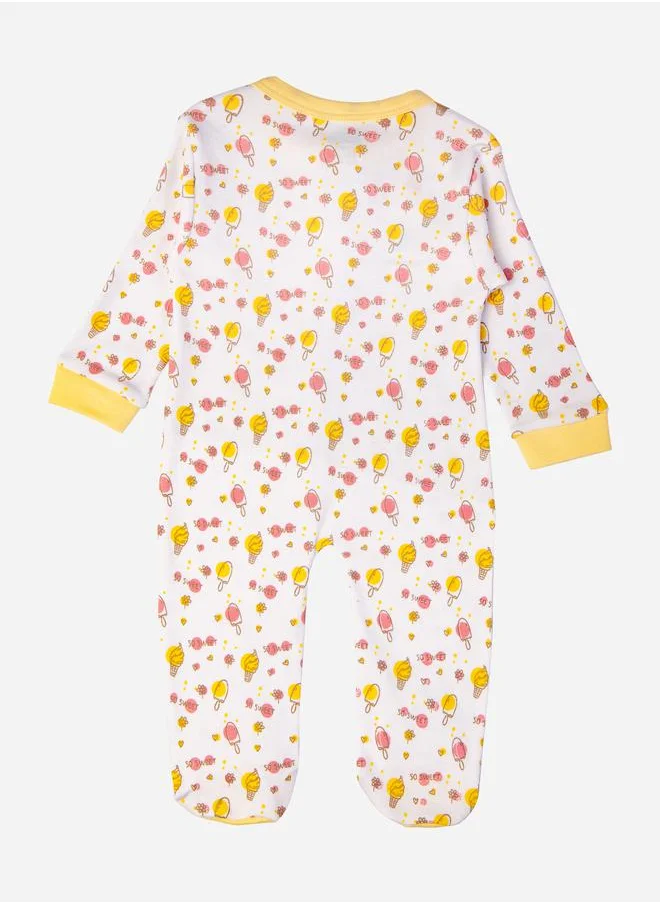 Babies Basic Ice Cream Print Long Sleeves Sleepsuit by Styli