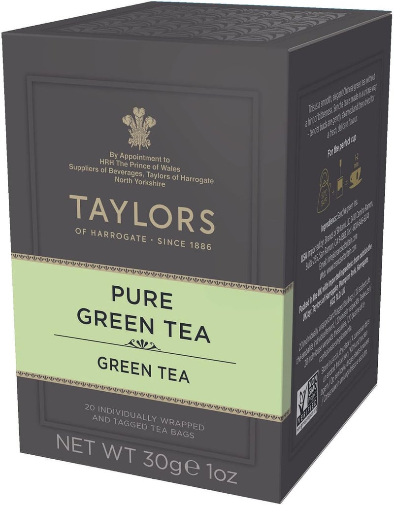 Taylors of Harrogate Pure Green Tea - 20 Individually Wrapped Teabags - Image 1