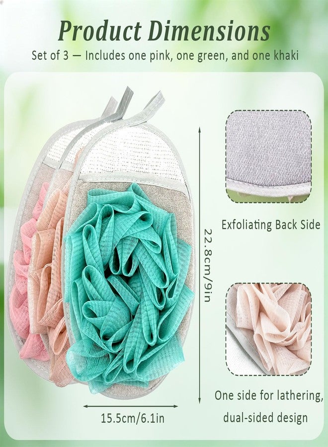 Brvlsoc 3PCS Mesh Bath Sponge Gloves with Flower Pouf Balls – Exfoliating Shower Brushes for Gentle Body Scrub & Deep Cleansing - Image 2