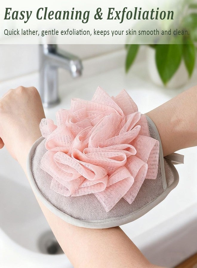 Brvlsoc 3PCS Mesh Bath Sponge Gloves with Flower Pouf Balls – Exfoliating Shower Brushes for Gentle Body Scrub & Deep Cleansing - Image 4