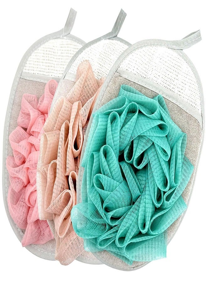 Brvlsoc 3PCS Mesh Bath Sponge Gloves with Flower Pouf Balls – Exfoliating Shower Brushes for Gentle Body Scrub & Deep Cleansing - Image 1