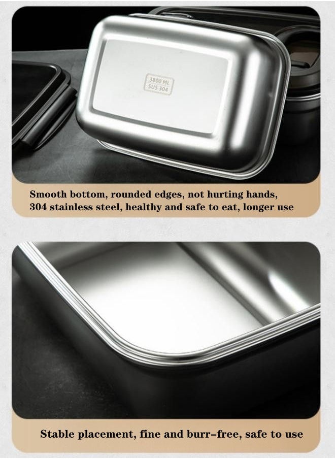XiuWoo 304 Stainless Steel Crisper With Lid Sealed Lunch Box - 2800ML  - Image 2