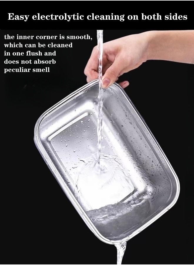 XiuWoo 304 Stainless Steel Crisper With Lid Sealed Lunch Box - 2800ML  - Image 4
