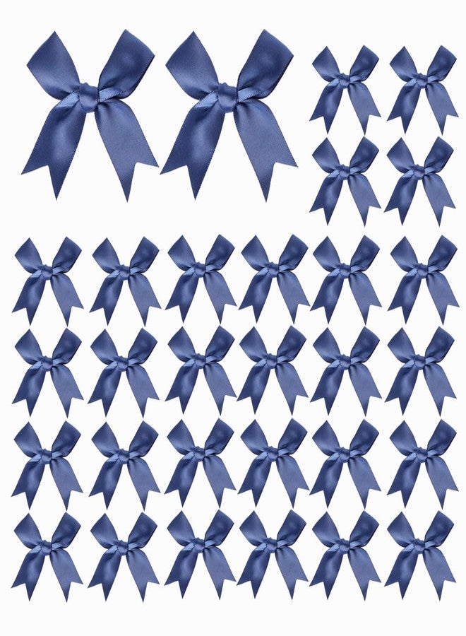 UoeRing 50pcs 3.3" Navy Blue Self-Adhesive Mini Satin Ribbon Bows for Gift Wrapping, Christmas Wedding Baby Shower Decor, DIY Crafts & Party Favors - Image 1