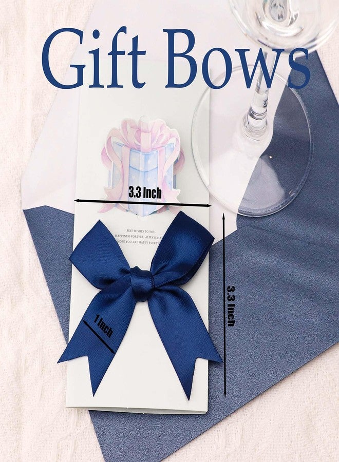 UoeRing 50pcs 3.3" Navy Blue Self-Adhesive Mini Satin Ribbon Bows for Gift Wrapping, Christmas Wedding Baby Shower Decor, DIY Crafts & Party Favors - Image 4