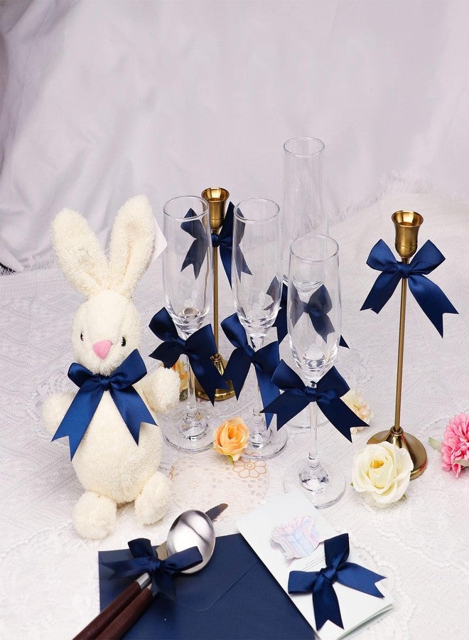 UoeRing 50pcs 3.3" Navy Blue Self-Adhesive Mini Satin Ribbon Bows for Gift Wrapping, Christmas Wedding Baby Shower Decor, DIY Crafts & Party Favors - Image 3
