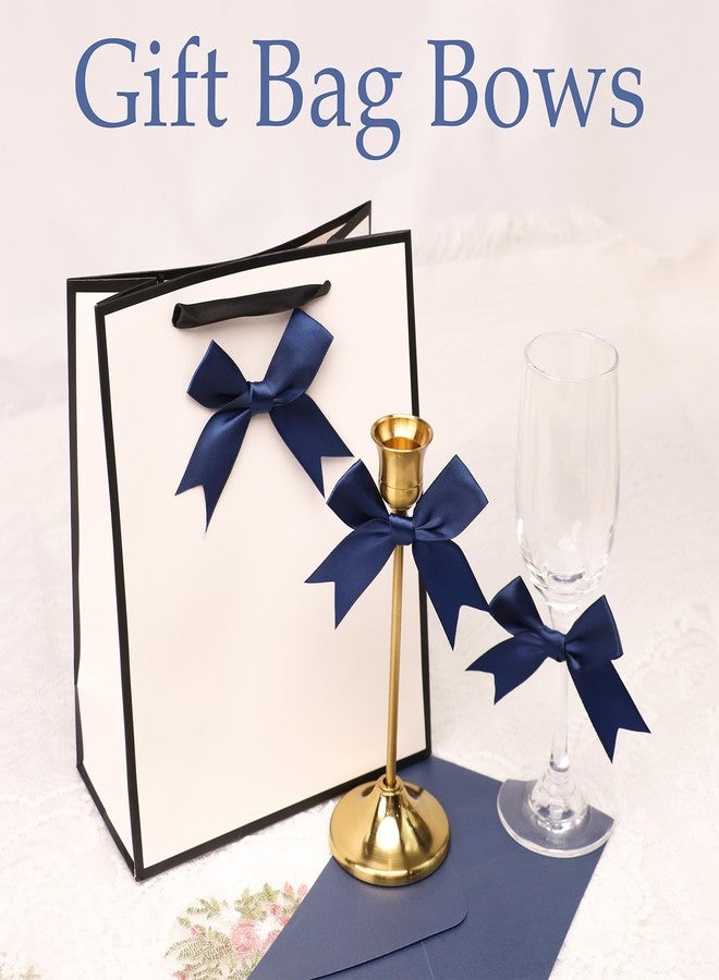 UoeRing 50pcs 3.3" Navy Blue Self-Adhesive Mini Satin Ribbon Bows for Gift Wrapping, Christmas Wedding Baby Shower Decor, DIY Crafts & Party Favors - Image 5